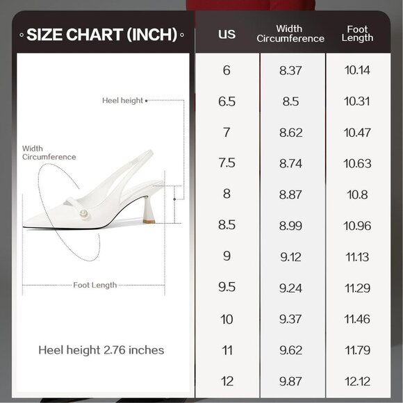 🆕Women Kitten Heels Slingback Pumps Closed Pointed Toe Pearl Heels White - Picture 7 of 8